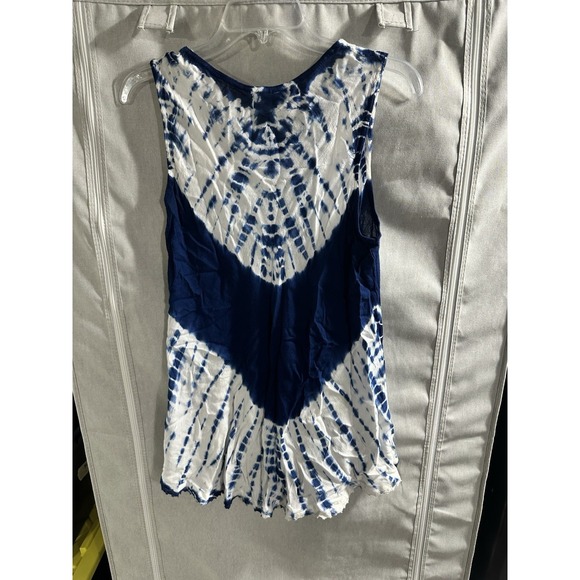 Advance Apparels One Size Tie-dye Blue White Cover Up Tank Top Summer Vacation - Picture 6 of 7